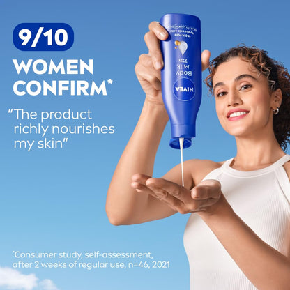 NIVEA Nourishing Body Milk 120ml Body Lotion with Deep Moisture Serum | 48 H Moisturization | With 2X Almond Oil | Smooth and Healthy Looking Skin |For Very Dry Skin