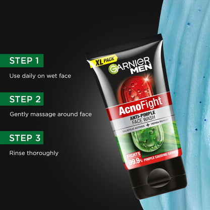 Garnier Men, Anti-Pimple Face Wash, Repairs Skin & Balances Oils, AcnoFight, 155 g