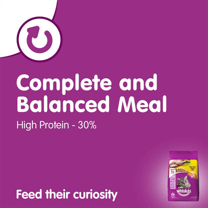 Whiskas Adult (+1 year) Dry Cat Food , Chicken Flavour, 1.2kg Pack
