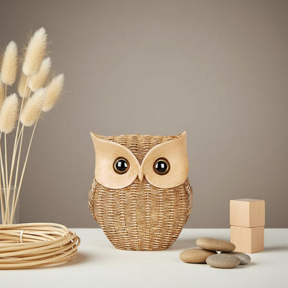 Modern Classy Lucky Owl Resin Art Figurine | Beautiful Home Decor (Brown, Pack of 1)