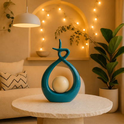 Xtore Beautiful Ceramic Spiral Design Statue for Home Decoration (Pack of 1, Sky)
