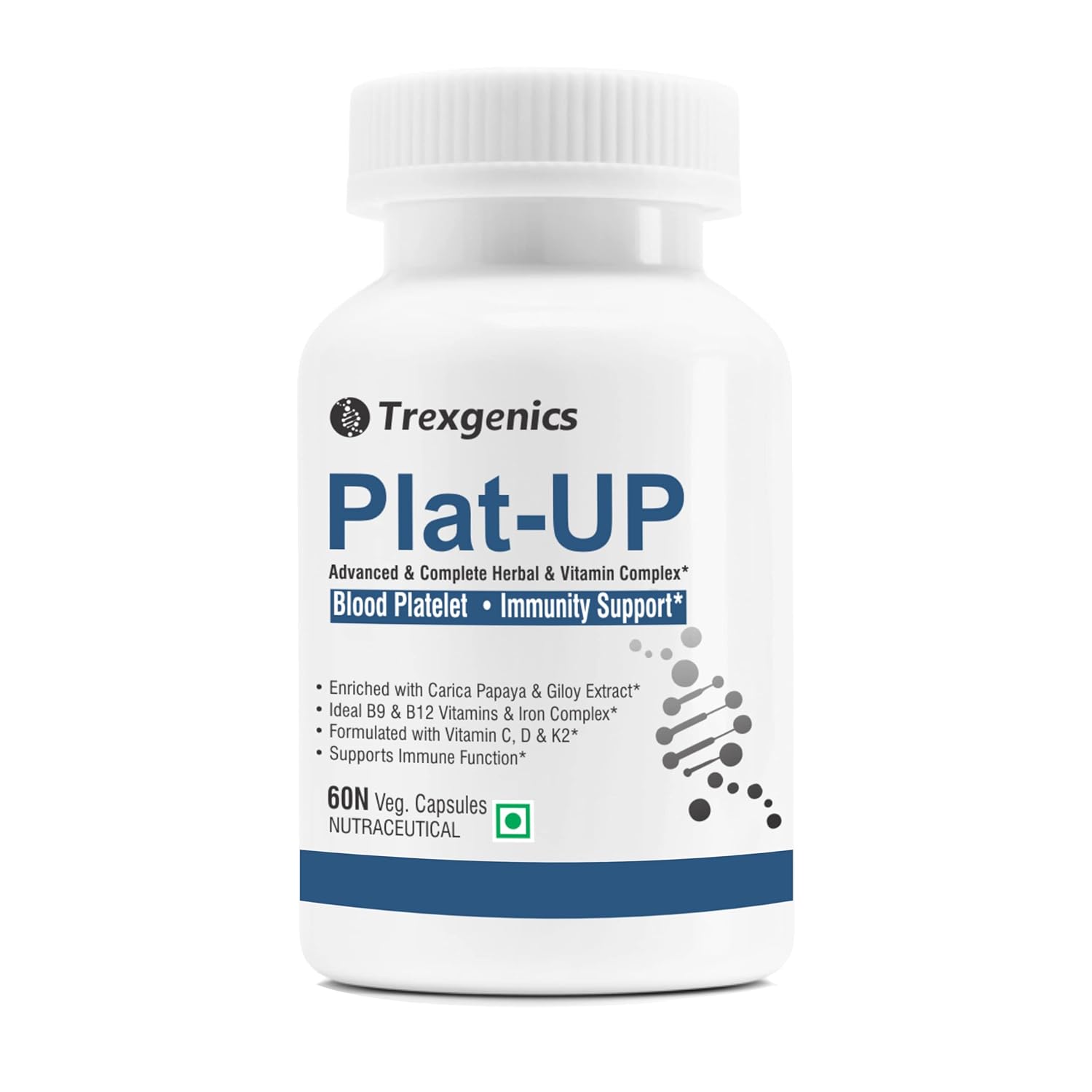Trexegenics Plat-UP supplement bottle on a white background