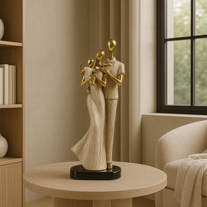 Xtore Stylish Loving Couple Resin Romantic Figurine Statue for Home Decor (Pack of 1, Golden Brown)