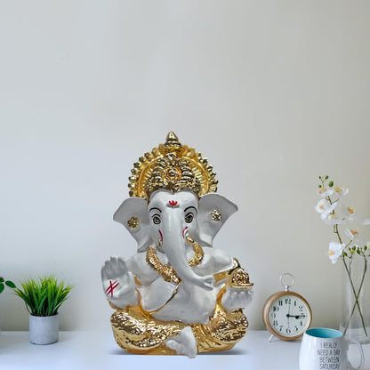 999 Silver Plated Lord Ganesha Idol for Temple, Puja Room, Home Decor Gifting| Murti Ganpati Idol for Peace, Prosperity, Positive Energy, Good Luck, Success (8.89 x 5.08 cm)