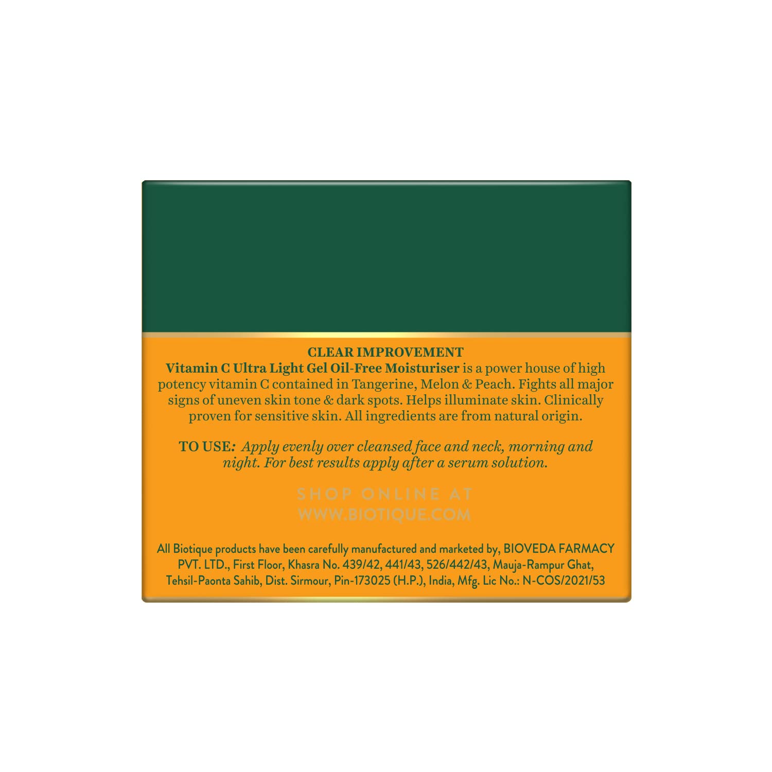 Product packaging with green and orange design on a white background