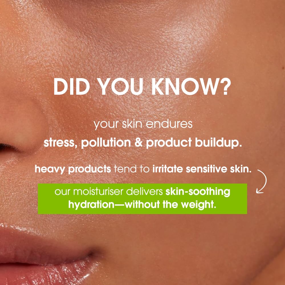 Close-up of skin with text about moisturizer benefits