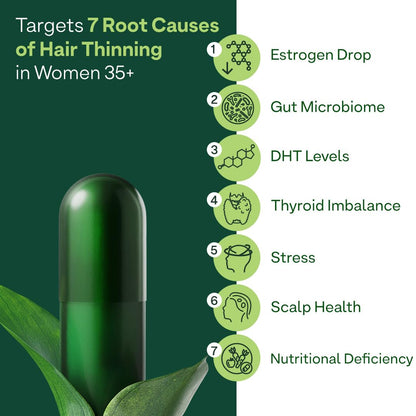 OZiva+ Advanced Hair Growth Actives | Reduces Thinning Hair & Improves Scalp Coverage | Scientist Formulated with Pure Plant Actives | No side effects for Women | 90 Caps