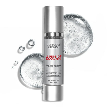 Skincare serum bottle with 'Conscious Chemist' branding on a white background