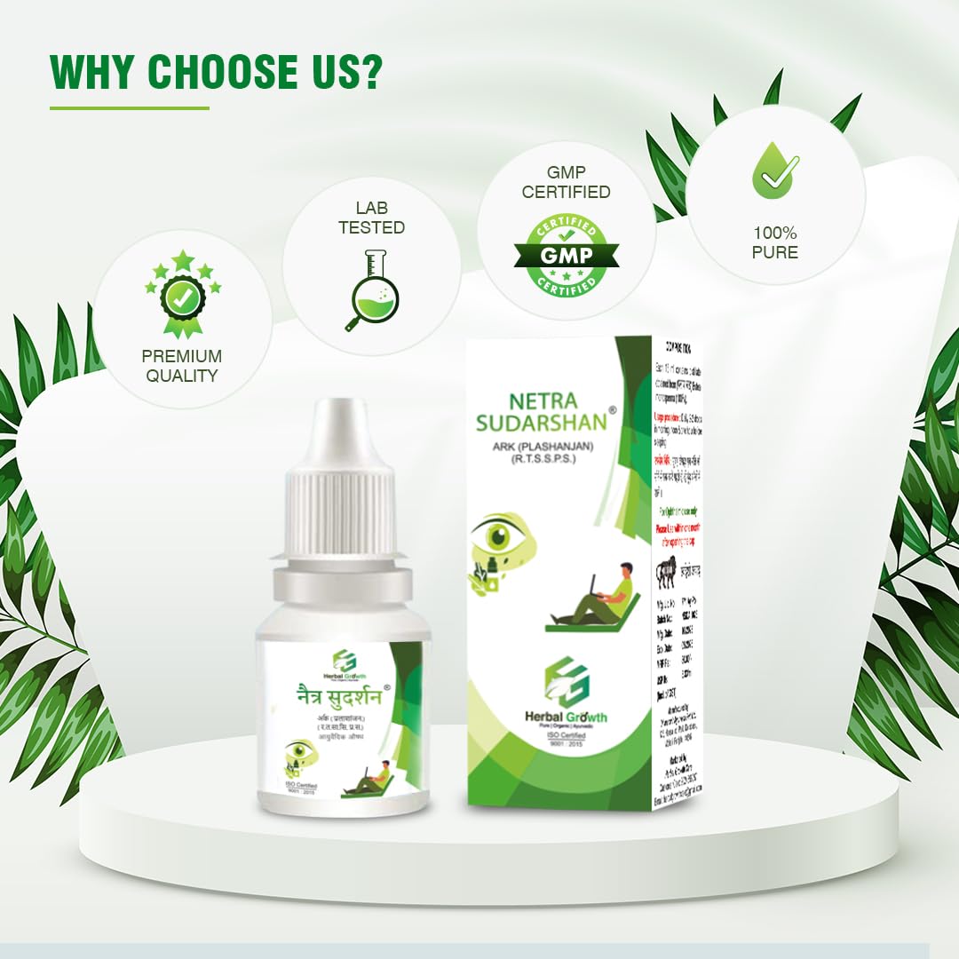 Netra Sudarshan Ark Herbal Eyedrops (17-60 years age) Relieves Dryness, Redness & Itching, Cooling Daily-use Eyedrops With Palash Root Extract, AYUSH Certified