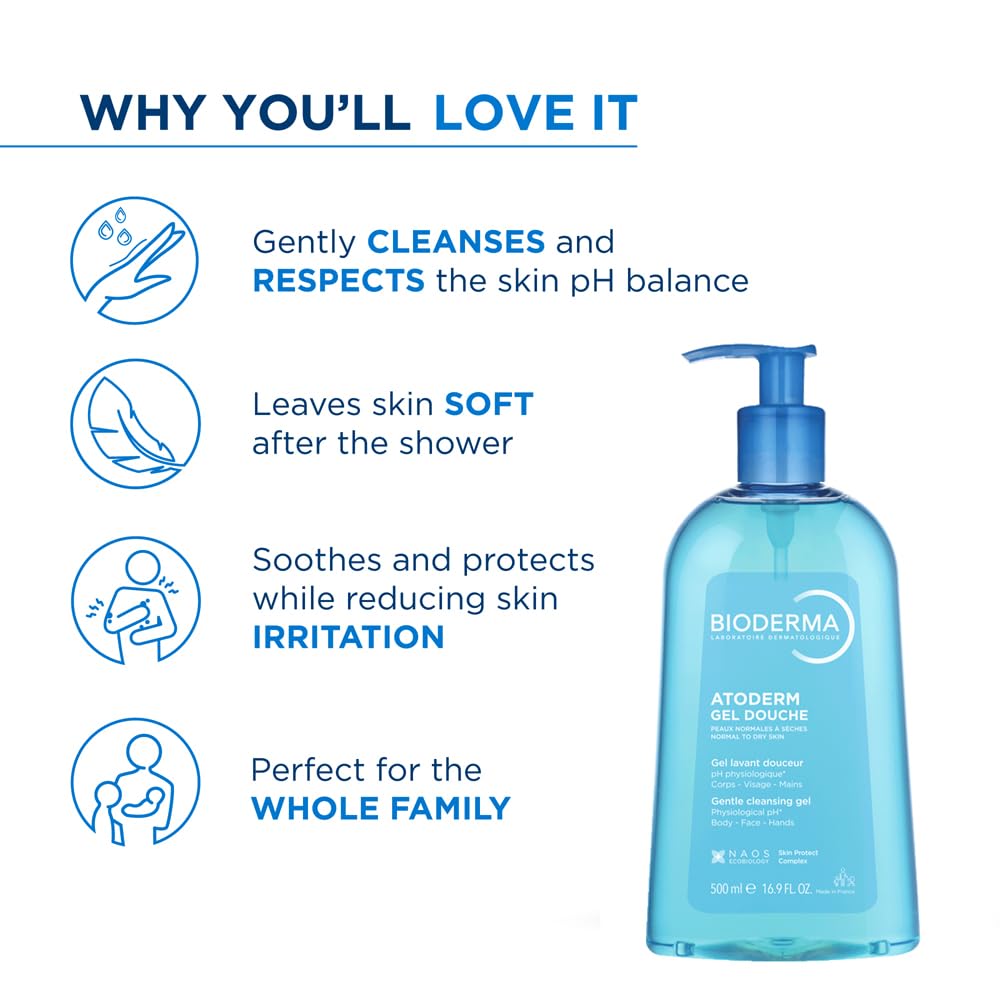 Bioderma product with features listed on a white background