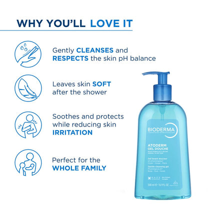 Bioderma product with features listed on a white background
