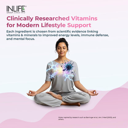 INLIFE Multivitamin for Women with Biotin, Vitamin D, Calcium, & Minerals for Energy, Hair, Skin, Nails, Bone - 60 Veg Capsules (Women)