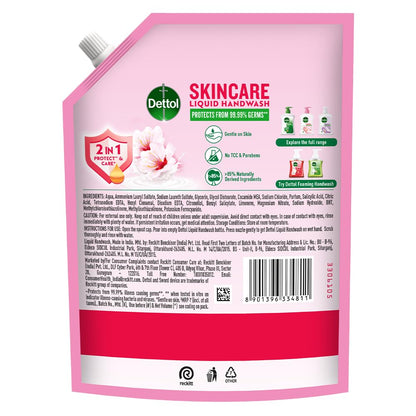 Dettol Liquid Handwash Refill – Skincare Hand Wash- 1350ml | pH Balanced | 10x Better Germ Protection