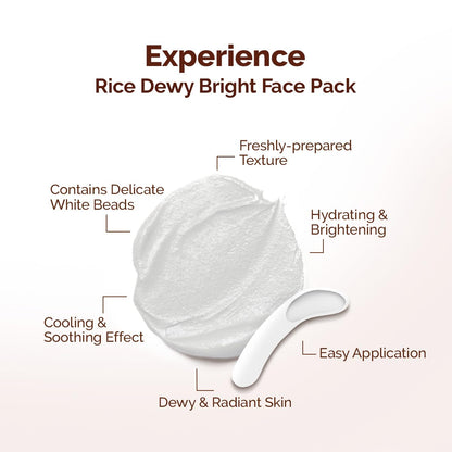 Mamaearth Rice Dewy Bright Face Pack with Rice Water & Niacinamide For Glass Skin 200g | DIY-like Texture | Gives Glass-Like Glow |Instant Brightness | Gel Cream Face Mask |Free From Harmful Chemicals