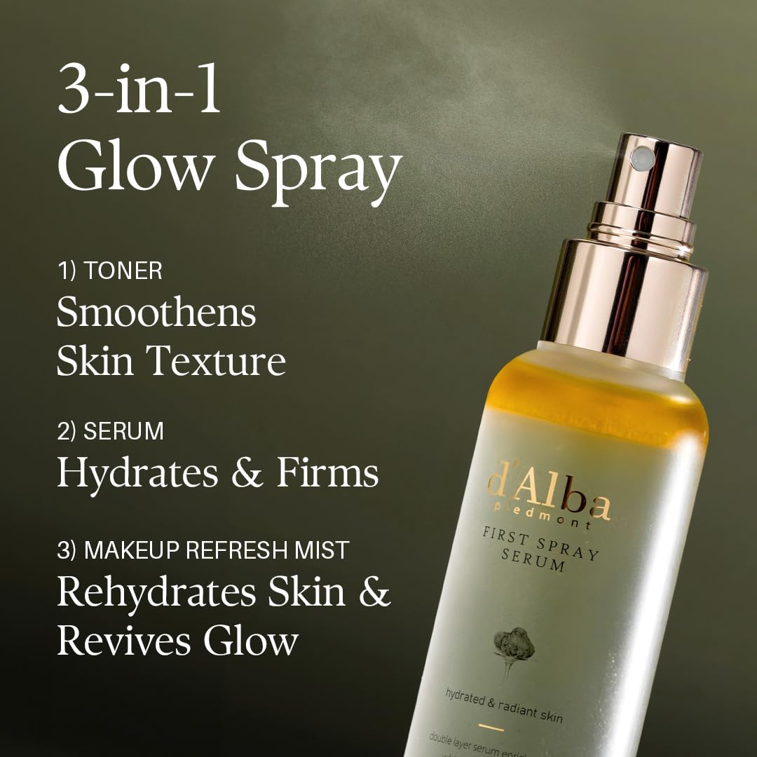 d'alba Piedmont Italian White Truffle First Spray Serum, Vegan Skin Care, Hydrating Face Moisturizer, Glow Serum for Radiant Skin, Non Comedogenic, All In One Mist, Korean Skin Care - 50ml
