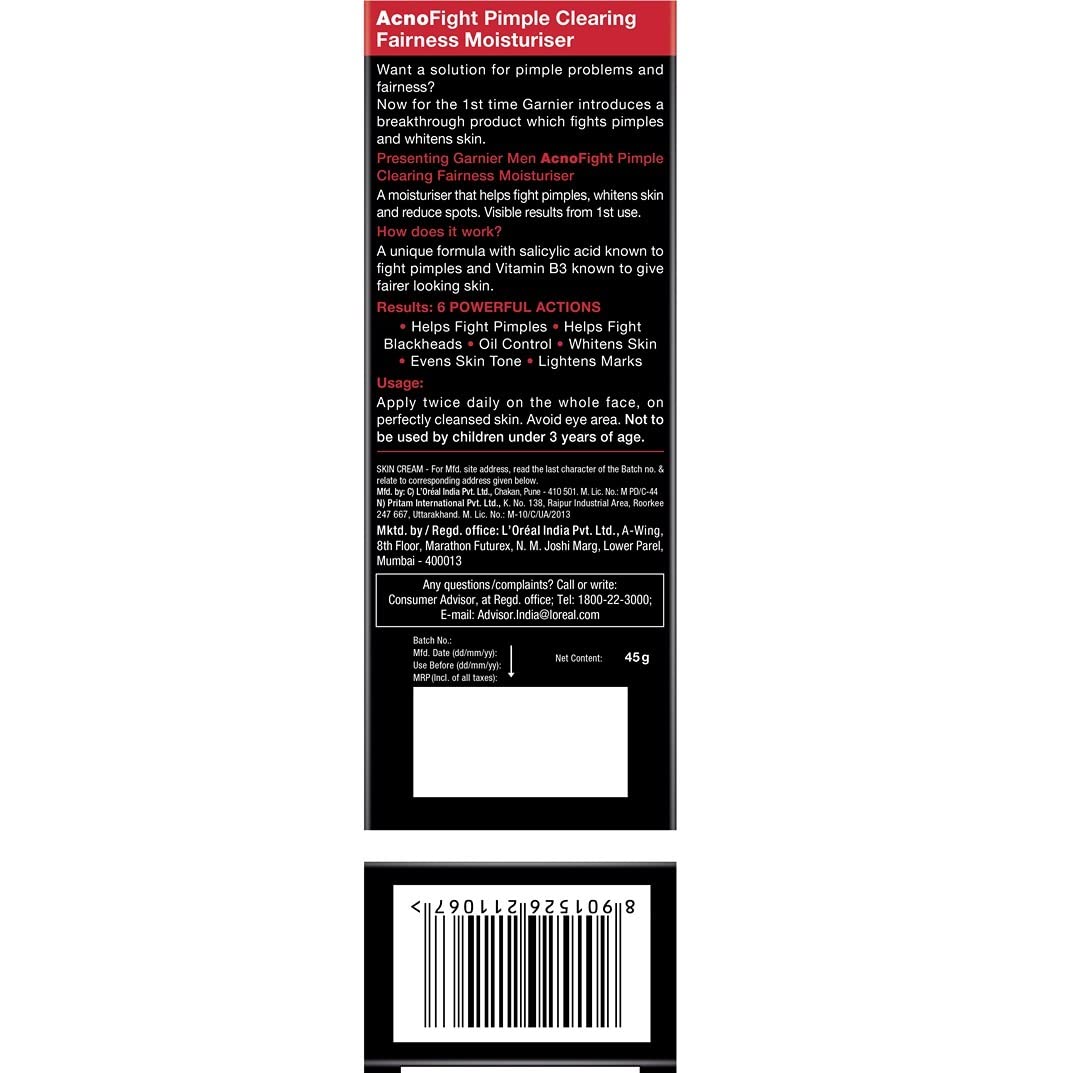 Back label of a skincare product with text and a barcode on a white background