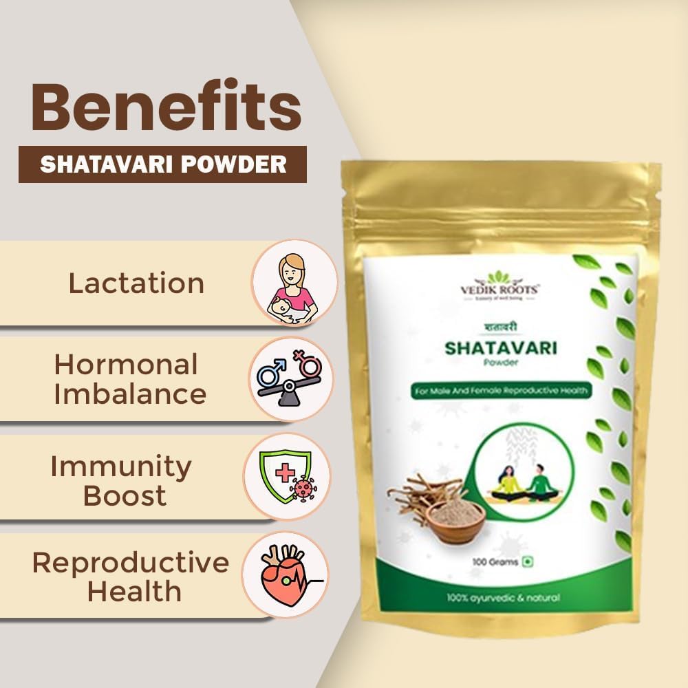 Pure Shatavari, 100 g | Breast Feeding Supplement | Herbal Supplement | Hormonal Balance Supplement | Lactation Supplement for Women (Pack of 1)