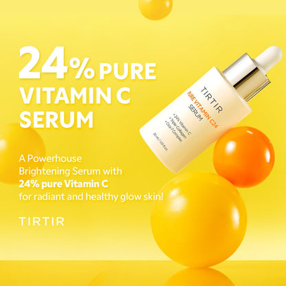 TIRTIR Vitamin C 24% Serum for Face, Dark Spot Corrector for Sensitive Skin, Anti Aging Collagen Serum, Even Tone & Wrinkle Care, Korean Skincare - 30ml