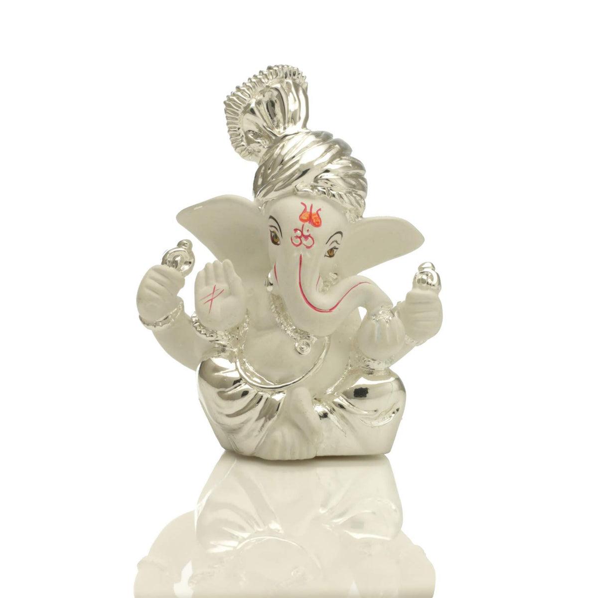 Ganesh Idol for Gift,Silver Plated Terracotta Ganesha Murti for Car Dashboard Ganesh Idol for Gift for Ganpati Festival, Home Decoration Items Diwali Gifts for Family and Friends