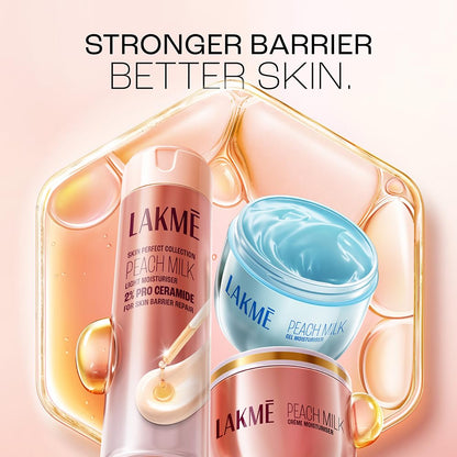 Lakmé Peach Milk Creme Moisturizer with 2% Pro-Ceramide & Peptides | Repairs Damaged Skin Barrier & Gives Intense Hydration | For Dry, Normal & Sensitive 300g