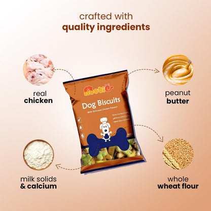 Nootie Chicken Dog Biscuits- Mixed Flavour for Adult Dogs, Protein-Rich, Highly Digestible & Nutritious | Suitable for All Breeds | 900g (Pack of 1)