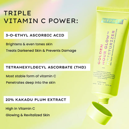 Skincare product with ingredients listed on a yellow background