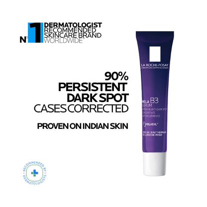La Roche-Posay skincare serum tube with promotional text on a white background