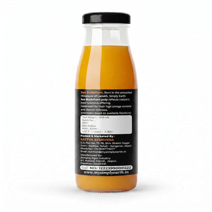 Simply Earth Sea Buckthorn Pulp Liquid Concentrate, Natural Fruit Juice | Omega 3-6-7-9 & Vitamin C, for Immunity, Skin & Heart Health - 300ML (Pack of 1)