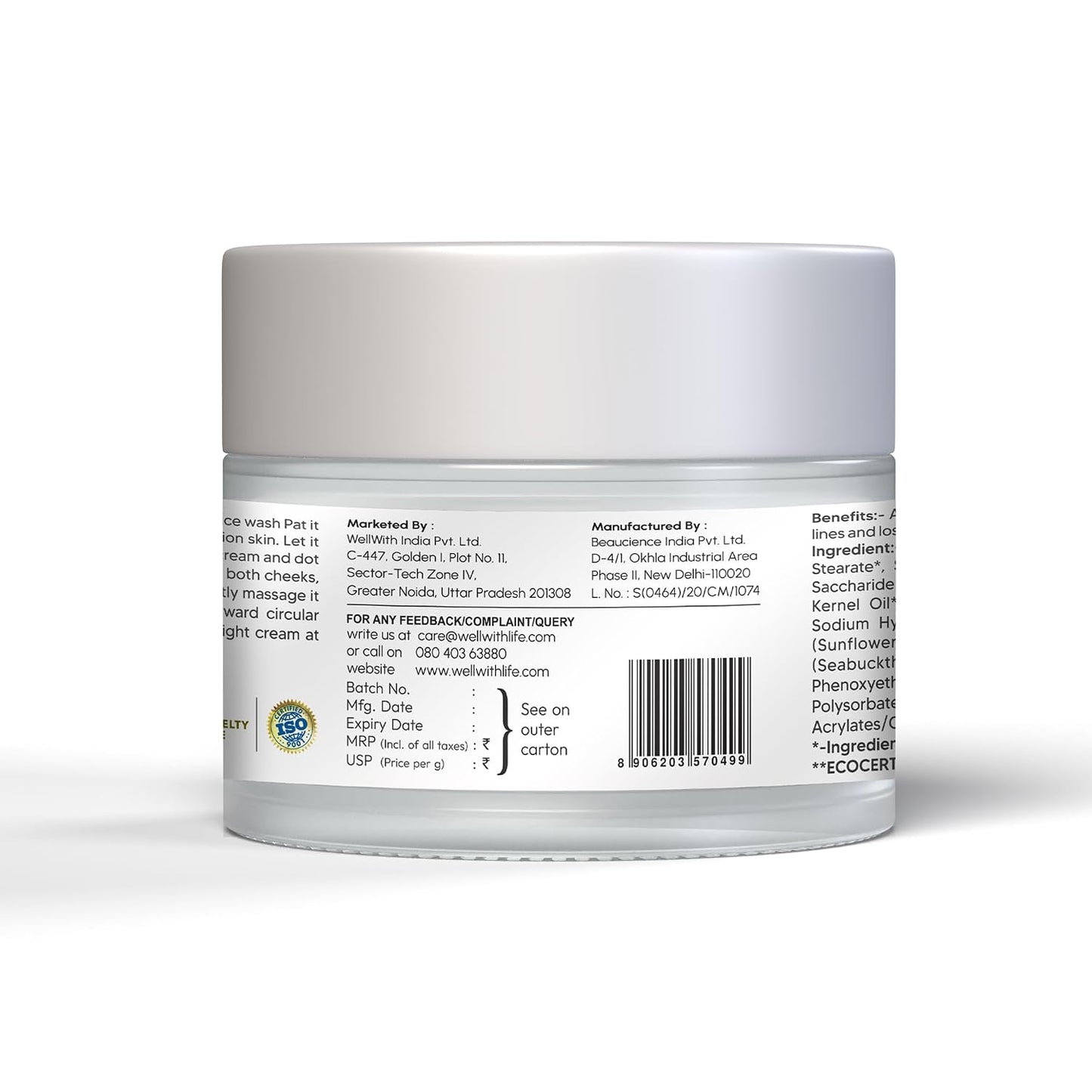 Wellwith by Ayuzera Nourishing Night Cream with SPSH with Hyluronic Acid and Sea Buckthorn Berry (50ml, Pack of 1)