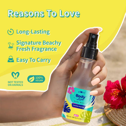 Plum BodyLovin Hawaiian Rumba Body Mist for Women | Refreshing Long Lasting Tropical Fragrance | Perfume Body Spray for Women | Vegan & Paraben Free | Travel Friendly Beachy Fresh Scent | 100ml