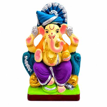 DORAYA EARTH CREATION Clay Ganpati Murti Handmade Eco-Friendly Multicolour Ganesh Idol for Home Temple, Ghar Pooja, Ganesh Chaturthi Decoration, Office Desk & Festive Gift | 6.5 Inch (6 INCH)