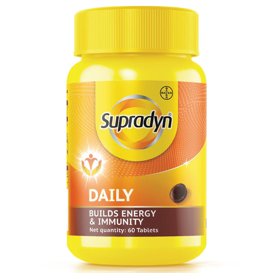 Zephivo Supradyn Daily, India's No.1 Multivitamin (60 tablets) with Biotin, Vitamin C, Vitamin D3, Calcium, Zinc for Daily Immunity & 2X Energy for Men & Women