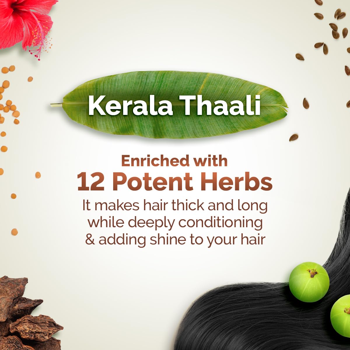 Mamaearth Kerala Thaali Cleansing Pre-Shampoo Hair Mask with Hibiscus, Shikakai, Amla, Flaxseed for Thick & Long Hair 200g | Ready To Use Thali | Gently Cleanses | Adds Shine | 100% Natural Herbs | 12 Potent Herbs