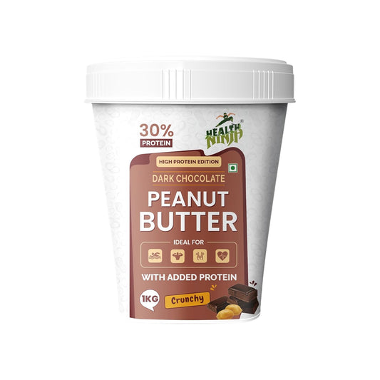 Health Ninja Dark Chocolate Peanut Butter,1kg | High Protein crunchy Peanut Butter Protein Spread for Fitness Lovers (Chocolate)
