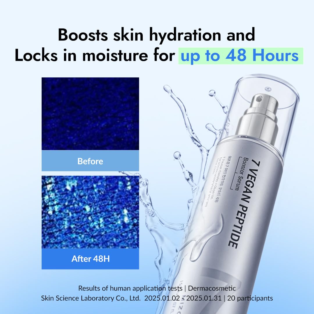 MIZON 7 Vegan Peptide Booster Serum Korean Anti-Aging Face Serum with Niacinamide & Hyaluronic Acid Hydrating Firming & Smoothing Skincare for Fine Lines & Skin Repair – 150 ml
