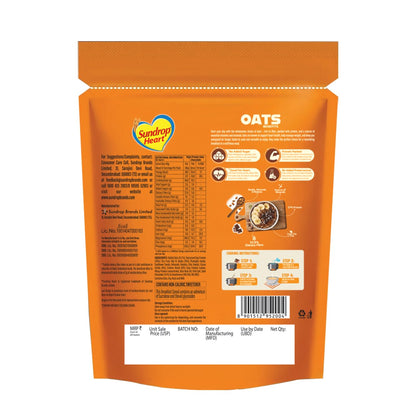 Sundrop Heart High Protein Oats| 27g Protein| Zero Added Sugar| Whey Protein Added| 12.6g Fibre| 500g| Chocolate| Added Seeds, Almonds & Raisins
