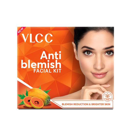VLCC Anti Blemish Facial Kit - 60g | Brightening Facial Kit for Dry, Sensitive and Oily Skin Types | Fight Blemishes and Dullness | Protects and Nourishes Skin.