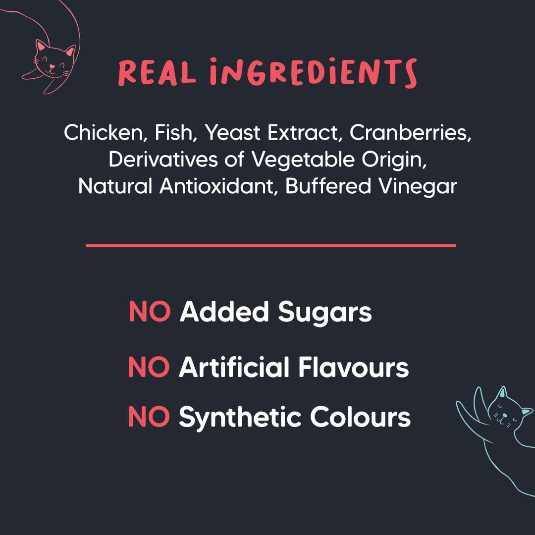 Meowsi by HUFT Power Bites Cat Treats – Chicken, Fish & Cranberry – 50 gm | Irresistible Treats for Cats & Kittens | Persian Cat Favourite | Fun & Nutritious