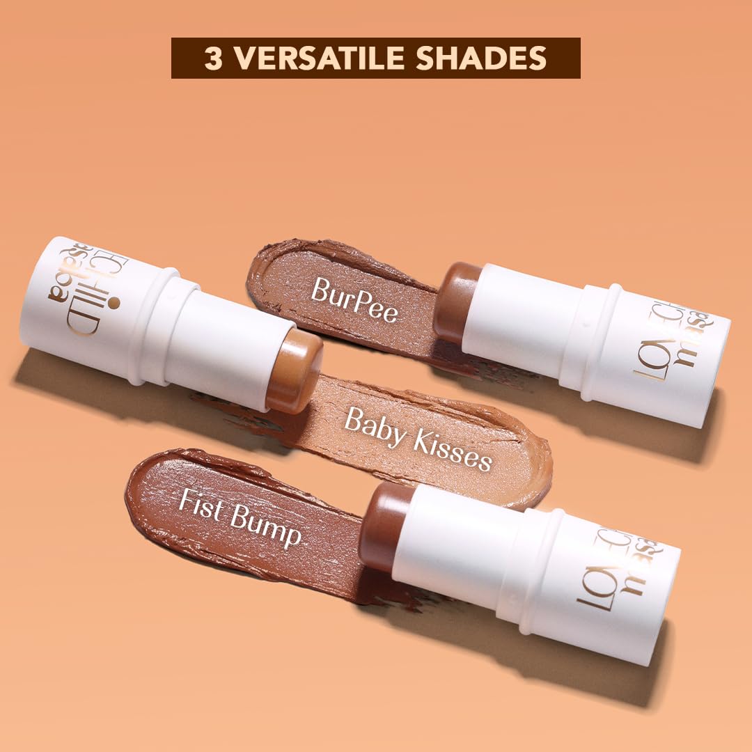 LoveChild Mini Masaba Bronzer Stick To Sculpt, Define & Lift, Contour Makeup, Matte Finish, Smooth Glide, Makeup Stick Suitable for All Indian Skin Tones, Fist Bump (Deep Brown) 7.5g