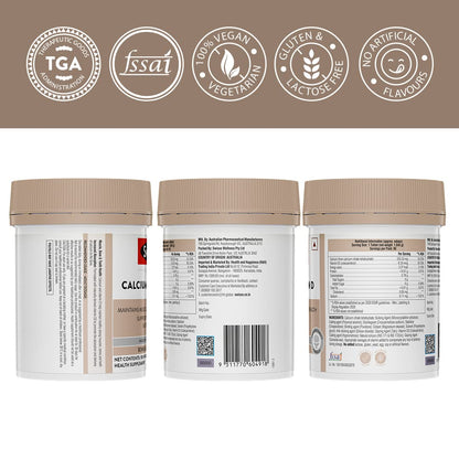 Zephivo Swisse Calcium + Vitamin D - Supports Stronger Bones, Immunity & Muscle Health, Manufactured In Australia - Pack of 90 Tablets (1 Tablet Per Serving)