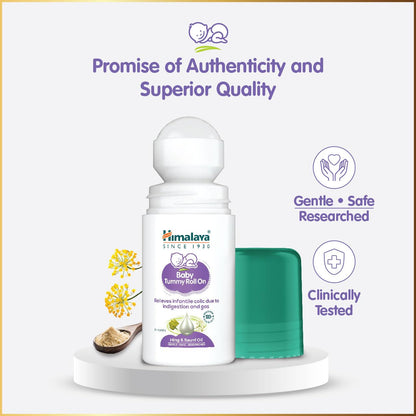 Himalaya Baby Tummy Roll On (40ml) with 5 Natural Oils including Hing, Saunf, Cardamom | Eases Tummy Discomfort & Indigestion | Pediatrician Tested | Clinically Tested