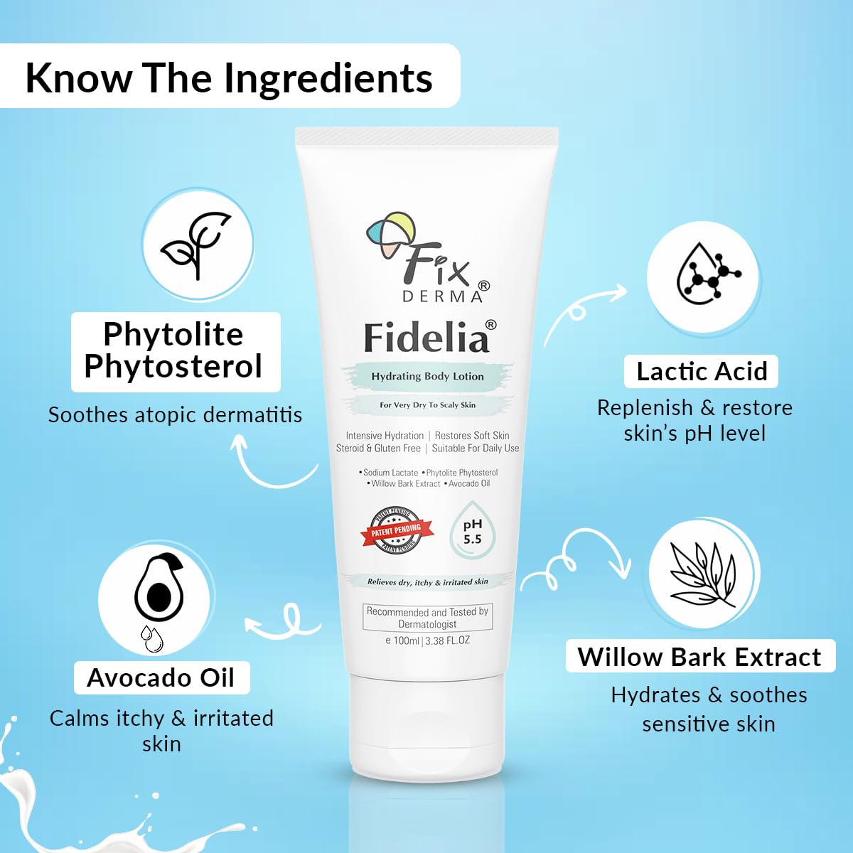 Fixderma Fidelia Hydrating Body Lotion | Moisturizer for face & Body | Body lotion for Women & Men Hydrating Lotion - 100 ml (Pack of 1)