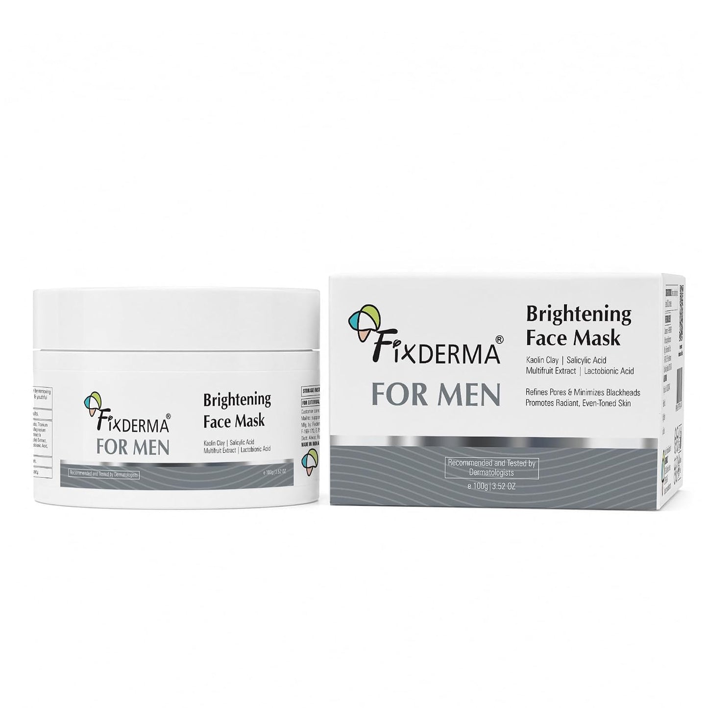 Fixderma Brightening Face Mask for Men | Clay Mask For Blackheads - 100g
