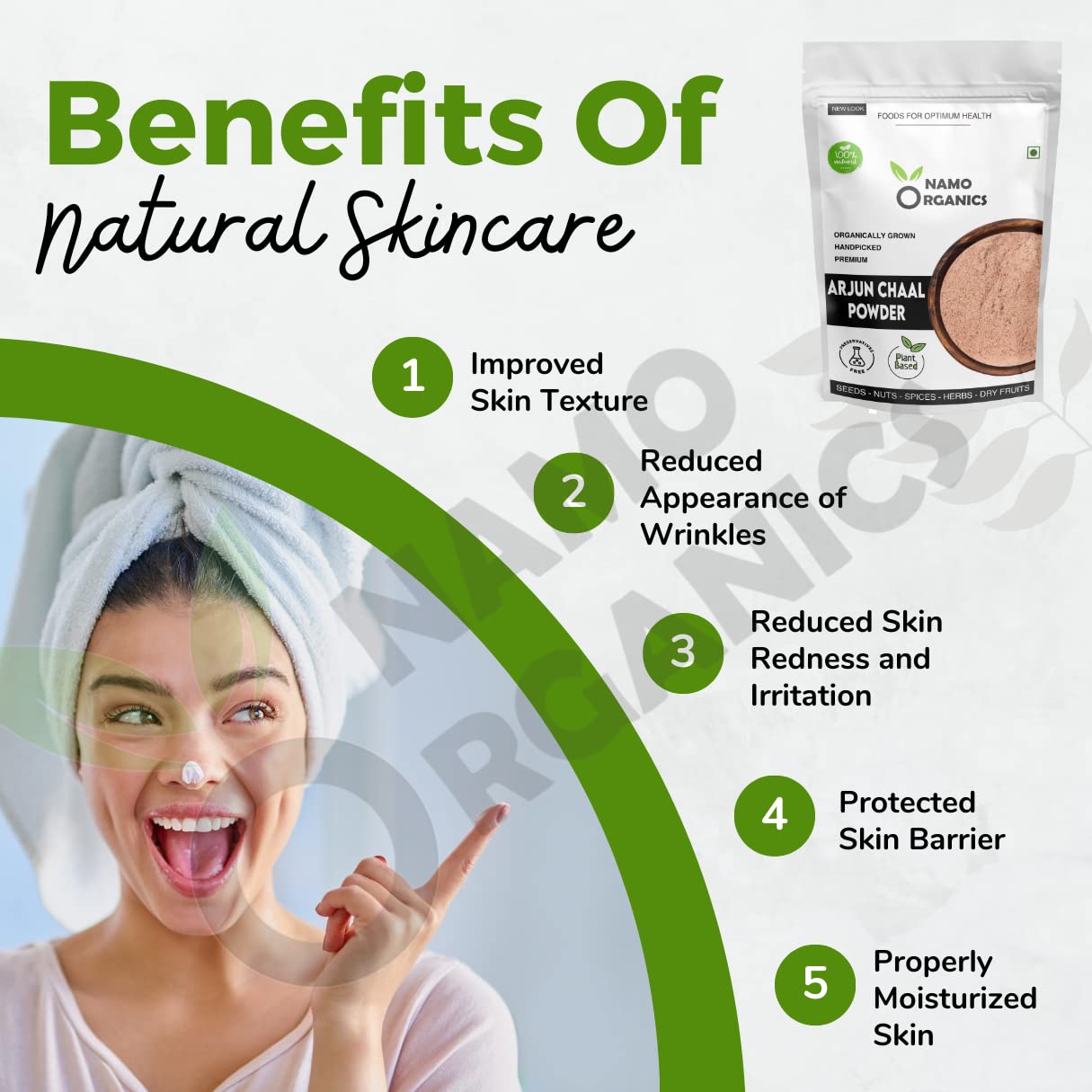 Namo Organics - Organic Arjun ki Chaal Powder - 500g - Terminalia Arjuna - Double Filtered 100% Arjun Bark Fine Powder (500g)