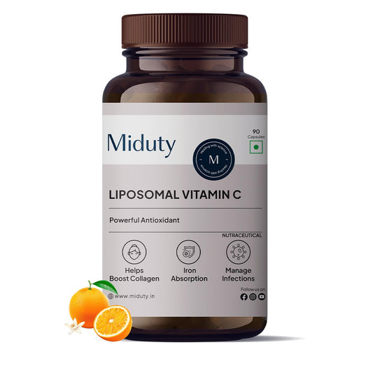 Zephivo Miduty by Palak Notes Liposomal Vitamin C Supplement Bioavailability, Antioxidant Vitamin, Skin Rejuvenation & Immunity Booster Body Detoxification - Zeal Technology - 90 Capsules
