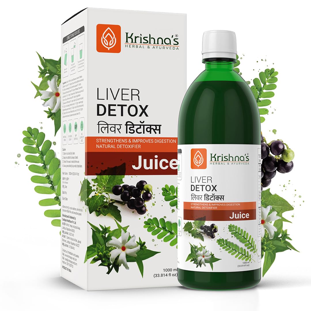 KRISHNA'S HERBAL & AYURVEDA Liver Detox Juice, Strengthens & Improves Digestion, Natural Rejuvenator & Liver Detoxifier, No Artificial Colors or Flavors, 1000 Ml - (Pack of 1)