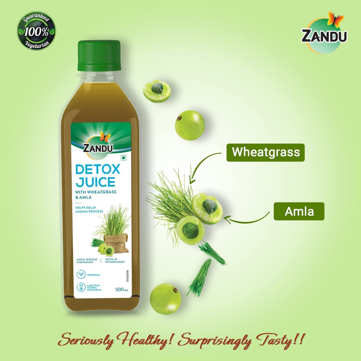 ZANDU Detox Juice 500ml | Rich in Vitamin C, Helps with Body Detox and Blood Purification | 100% Ayurvedic and Natural