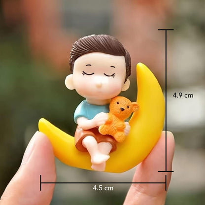 Nostrae Moon Couple Miniature Toys & Cute Miniatures Decorative Items | Small Figurines for Home Decor | Desk Decoration Miniature Things, Gifts & Mini Showpieces Desk Decor (Set of 1)
