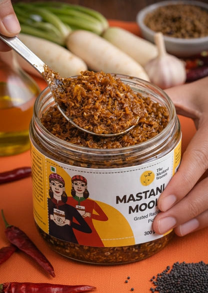 The Mustard Women Mastani Mooli Radish Pickle 300 g | Himachali Mooli Achar | Homemade Style Indian Tangy & Spicy Radish Pickle with Traditional Spices