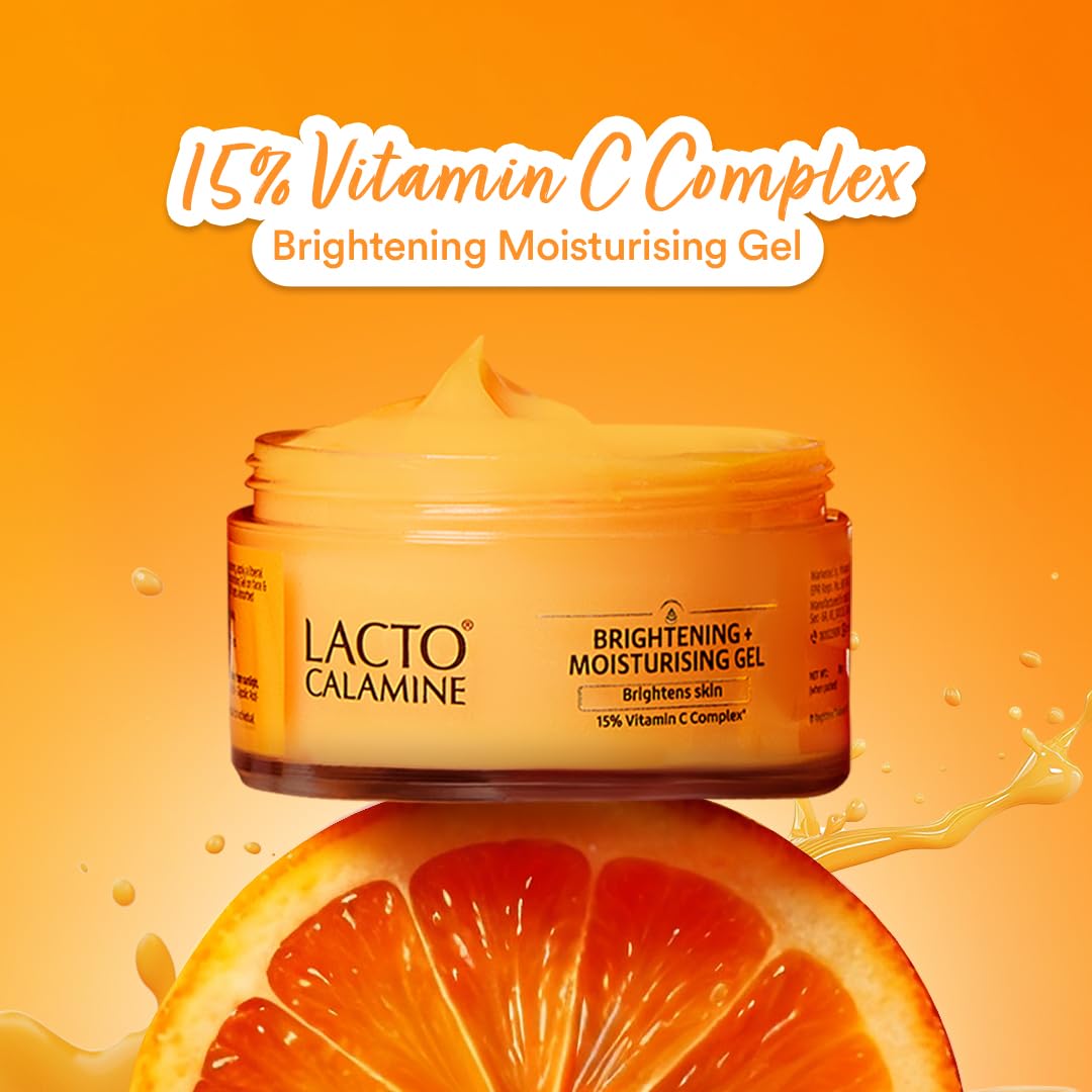 Lacto Calamine 15% Vitamin C Moisturizer for Face | 50g x Pack of 1 | Vitamin C Complex Skin Brightening Face Moisturiser | Dermatologically Tested | Non Sticky & Quick Absorbing for Glowing Skin